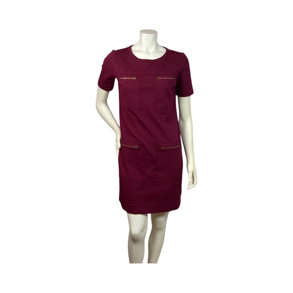 J Crew Zipper Ponte Dress In Burgandy Size 2 Style #B4094 - Picture 1 of 11